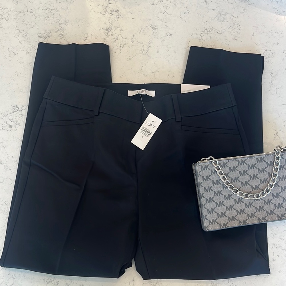 Anne Taylor loft black cropped slack work business / the riviera pant capris 6 8